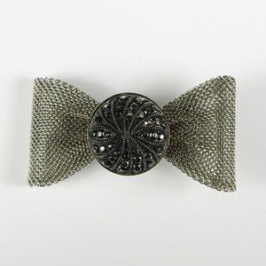 Vintage Art Deco Mesh Marcasite Bow Brooch / Pin